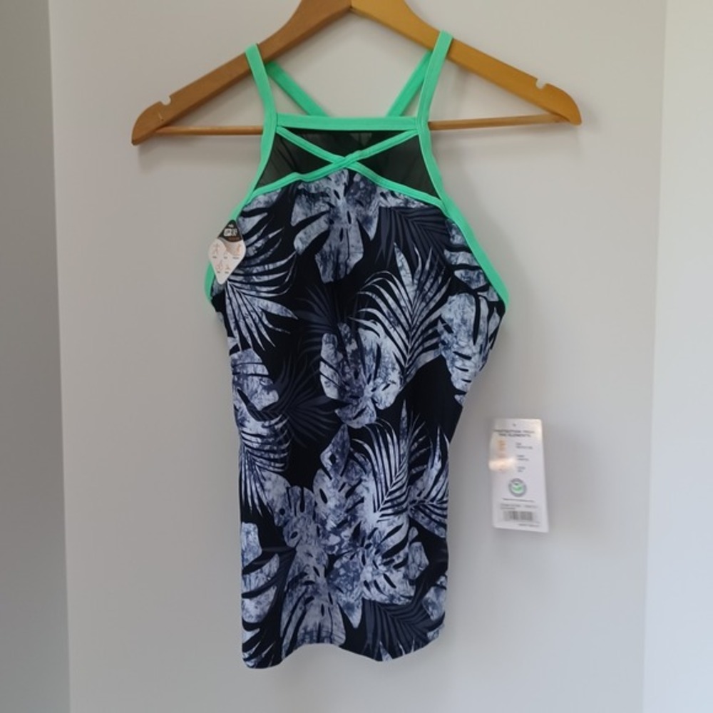 NWT ZeroXposure Edamame Palm Floral Tankini Top UPF 30+ Quick Dry S (8) Swimsuit